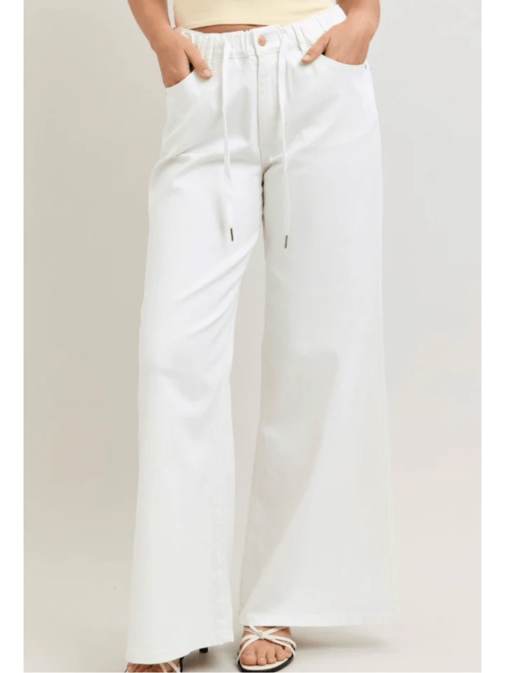 NWT Judy Blue High Waist White Featherweight Palazzo Pants Sz 13/31